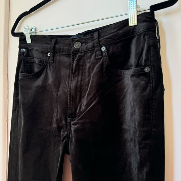 New Citizens of Humanity Isola Cropped Trouser Pants Velvet Mid Rise Black 27 - Picture 6 of 13